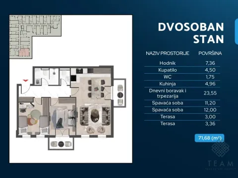 Prodaja, dvosoban stan, 72m², Čeluga, Bar - image 3