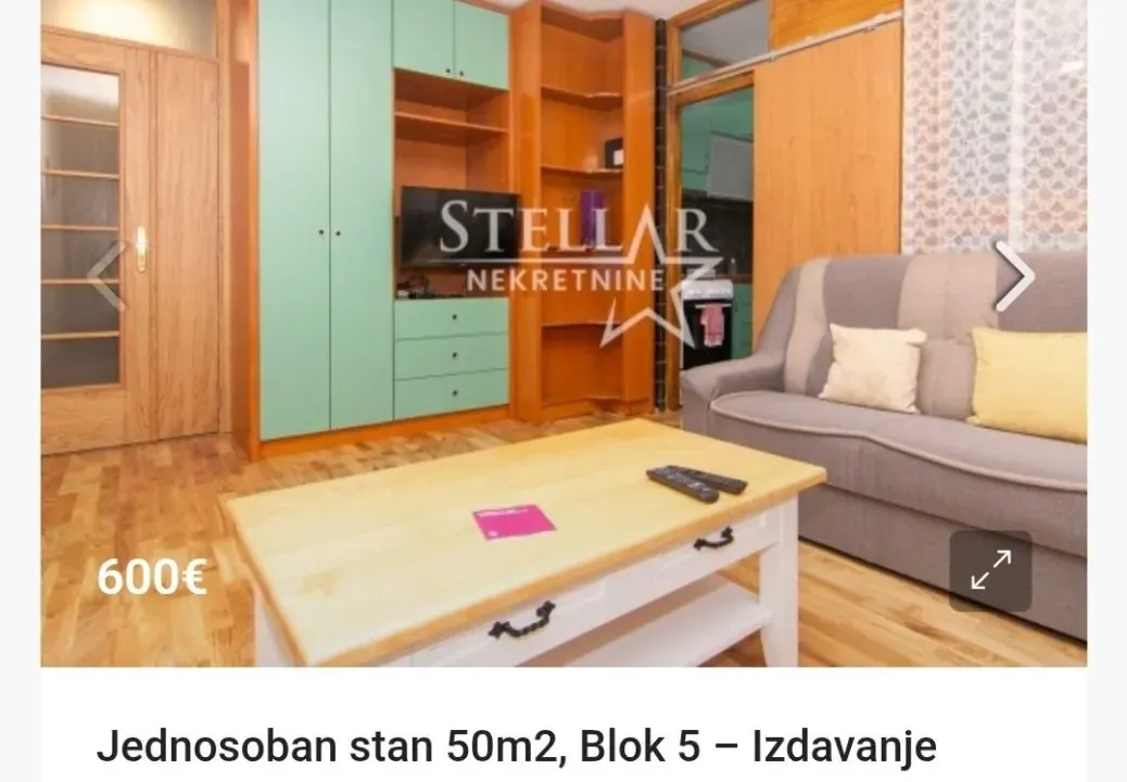 Izdavanje, stan, 50m², Blok 5, Podgorica