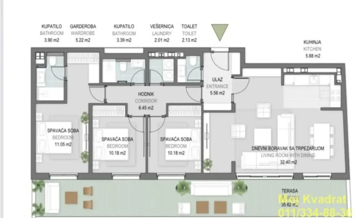 Sale, four bedroom apartment, 134m², Novi Beograd Blok 65, Novi Beograd Sve Podlokacije