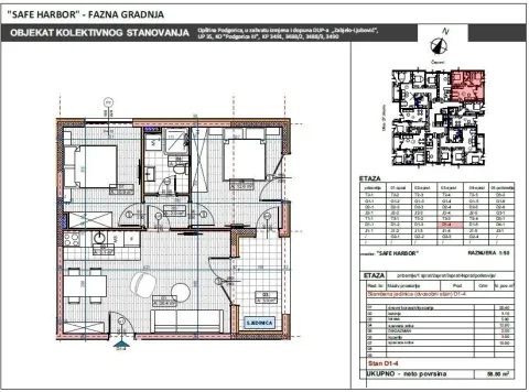 Architectural floor plan of a two-room apartment with layout and square footage. - image 3