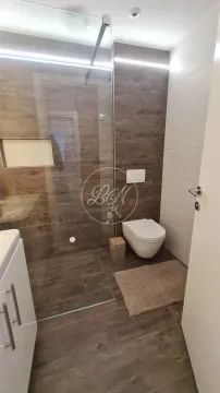 Modernly equipped bathroom with a walk-in shower and toilet. - image 11