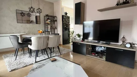 Dnevna soba sa garniturom za sjedenje, televizorom i trpezarijskim dijelom. - image 2