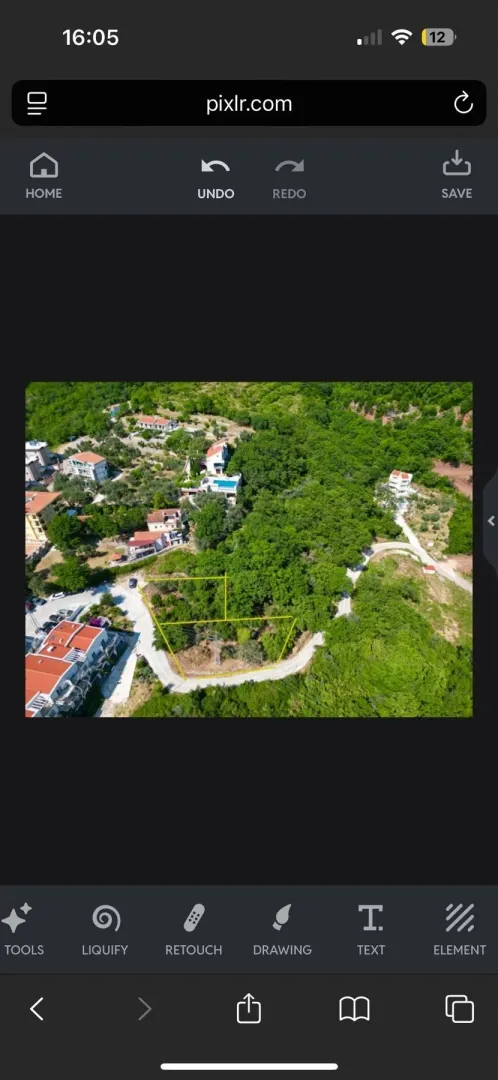Satelitski snimak placa sa označenim granicama.