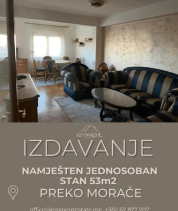 Izdavanje, jednosoban stan, 53m², Podgorica, Crna Gora