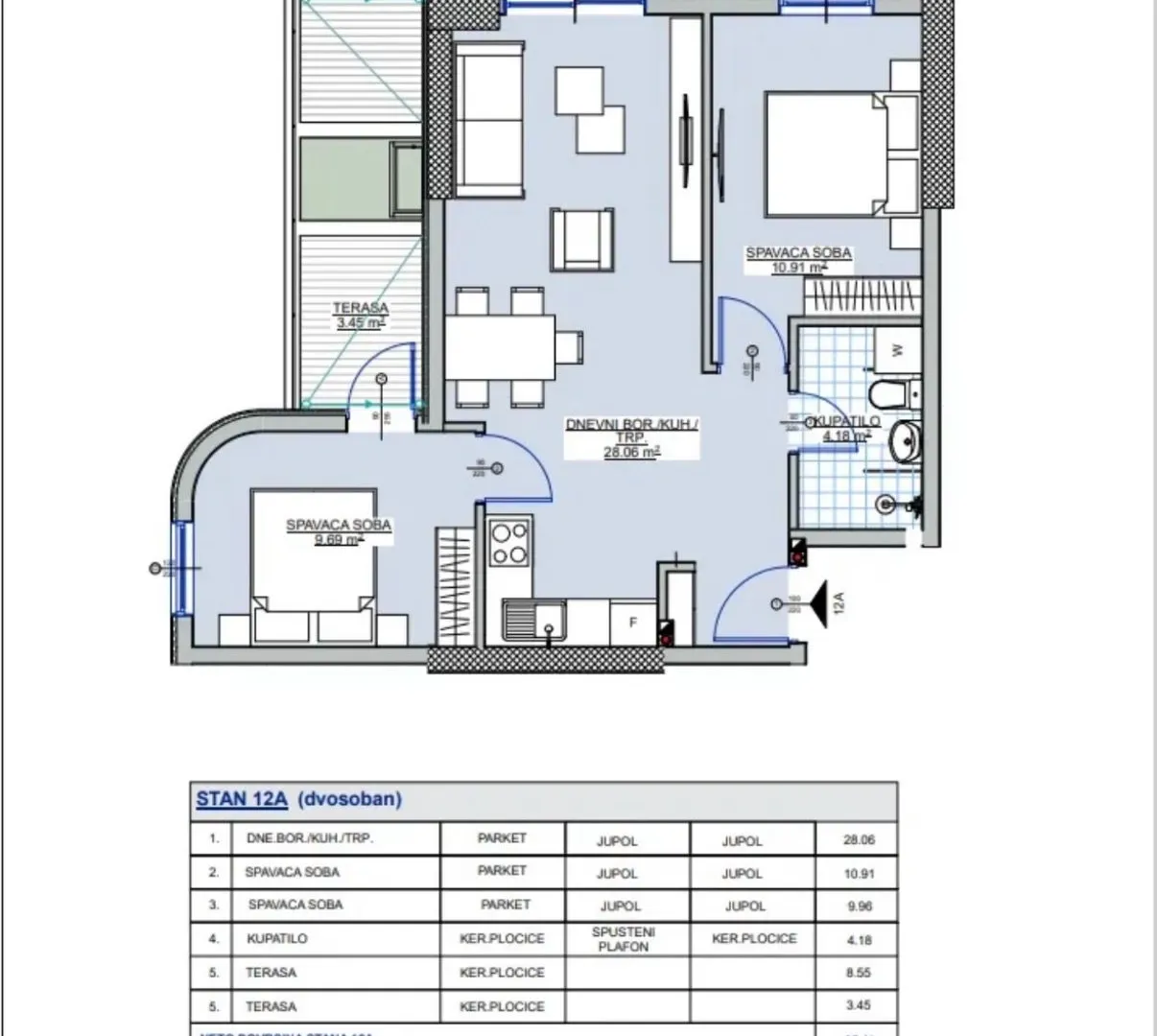 Sale, three bedroom apartment, 65m², Centar, Bar