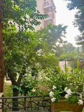 View of the green courtyard and building facade. - image 3