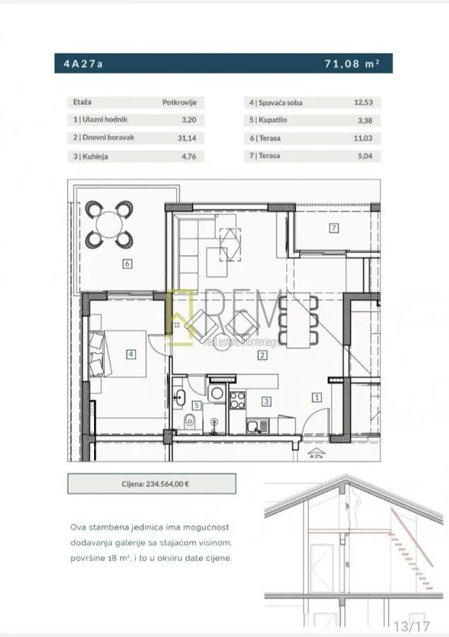Prodaja, jednosoban stan, 53m², Adok, Budva