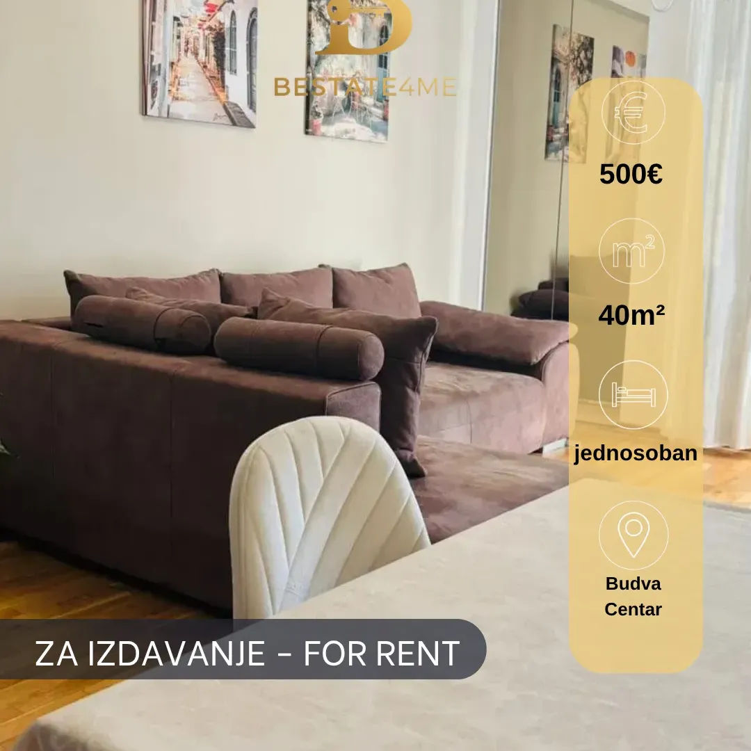 Izdavanje, jednosoban stan, 40m², Centar, Budva