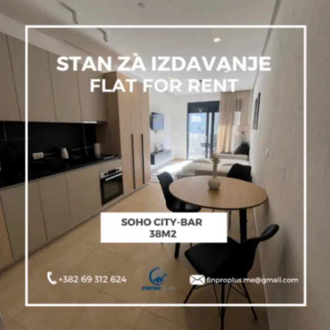 Izdavanje, garsonjera, 38m², Soho City, Bar