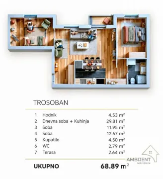 Sale, three bedroom apartment, 68m², Uciteljsko Naselje, Zvezdara Sve Podlokacije - image 6