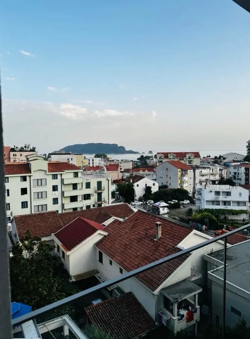 View from the terrace overlooking the town and the sea.