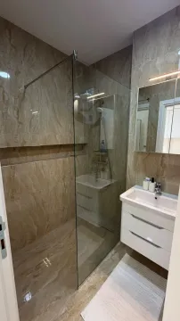 Moderne opremljeno kupatilo sa tuš kabinom i umivaonikom. - image 8