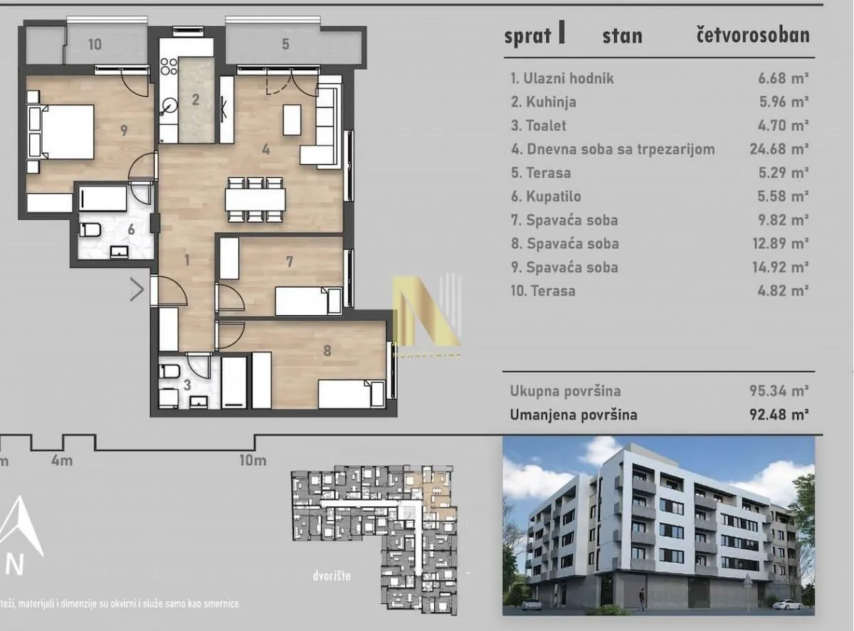 Prodaja, četvorosoban stan, 95m², Salajka, Novi Sad Sve Podlokacije