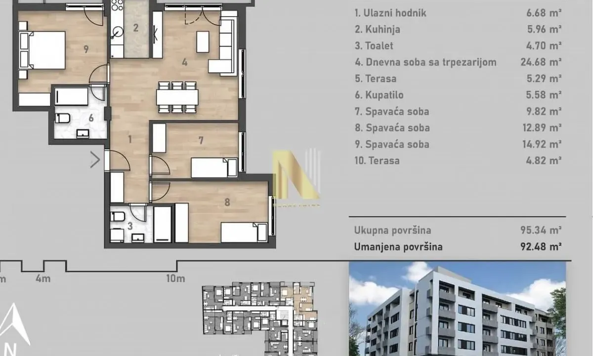 Prodaja, četvorosoban stan, 95m², Salajka, Novi Sad Sve Podlokacije