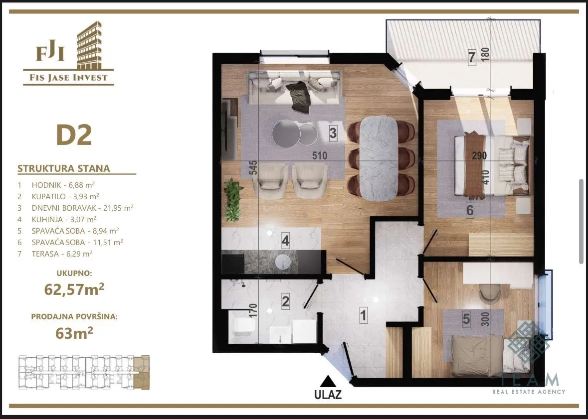 Prodaja, dvosoban stan, 63m², Zagorič, Podgorica