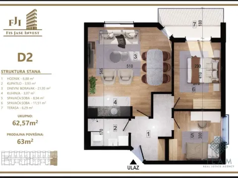 Prodaja, dvosoban stan, 63m², Zagorič, Podgorica - image 3