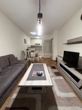 Dnevni boravak sa garniturom, TV-om i trpezarijom u pozadini. - image 3