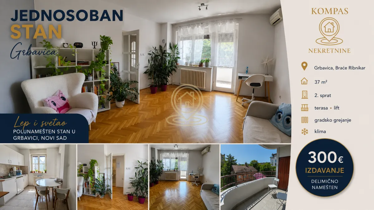 Izdavanje, jednosoban stan, 37m², Grbavica, Novi Sad Sve Podlokacije
