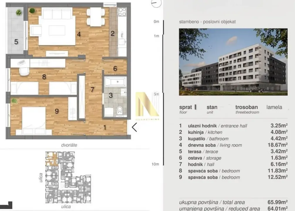 Prodaja, trosoban stan, 65m², Telep, Novi Sad Sve Podlokacije