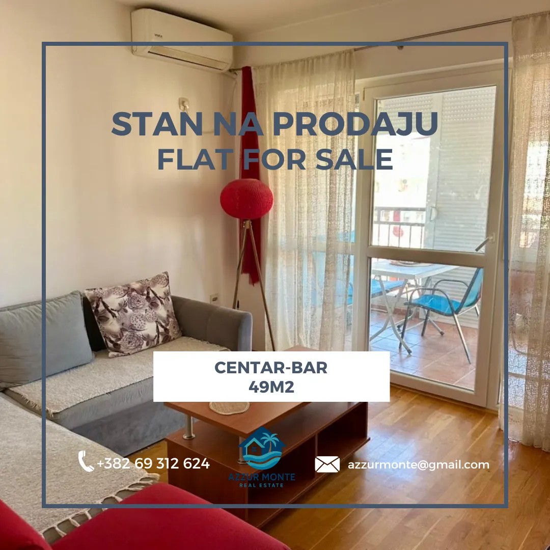 Sale, two bedroom apartment, 49m², Centar, Bar