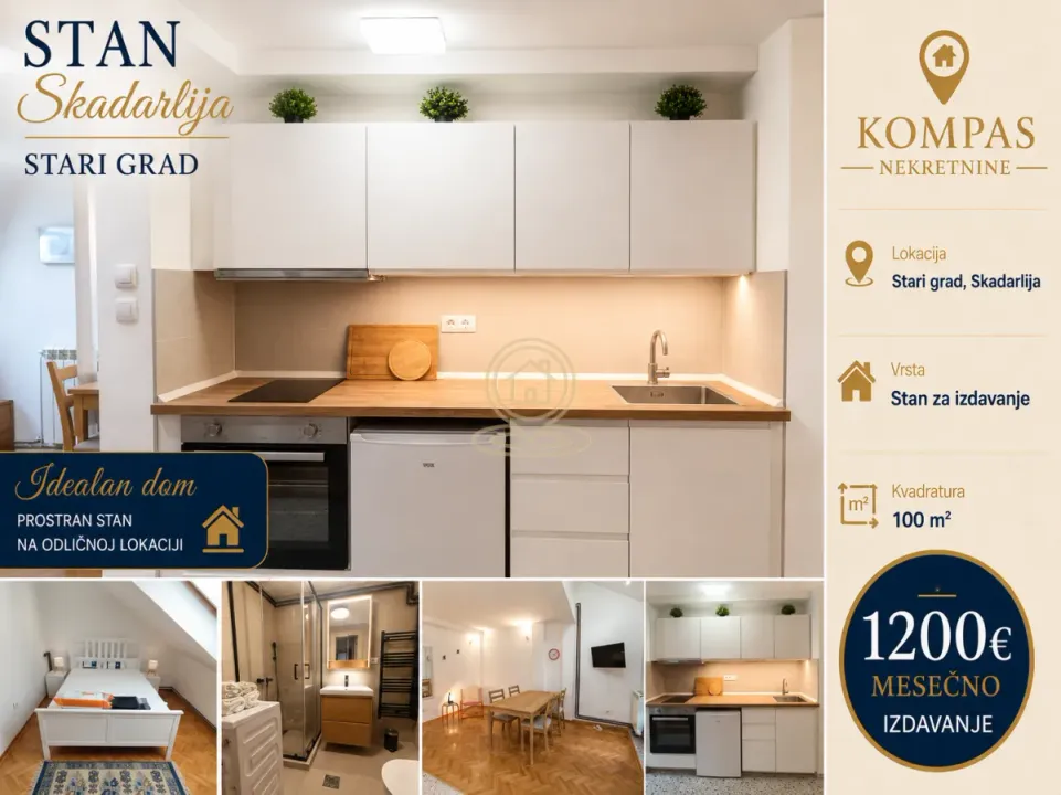 Rent, three bedroom apartment, 100m², Stari Grad, Beograd