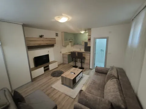 Bright open-plan living room with a kitchen and a bar. - image 4