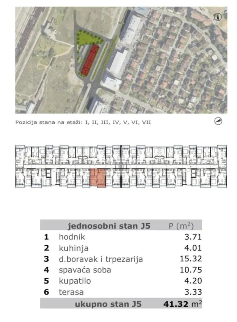 Osnova stana sa prikazom rasporeda prostorija i površina.