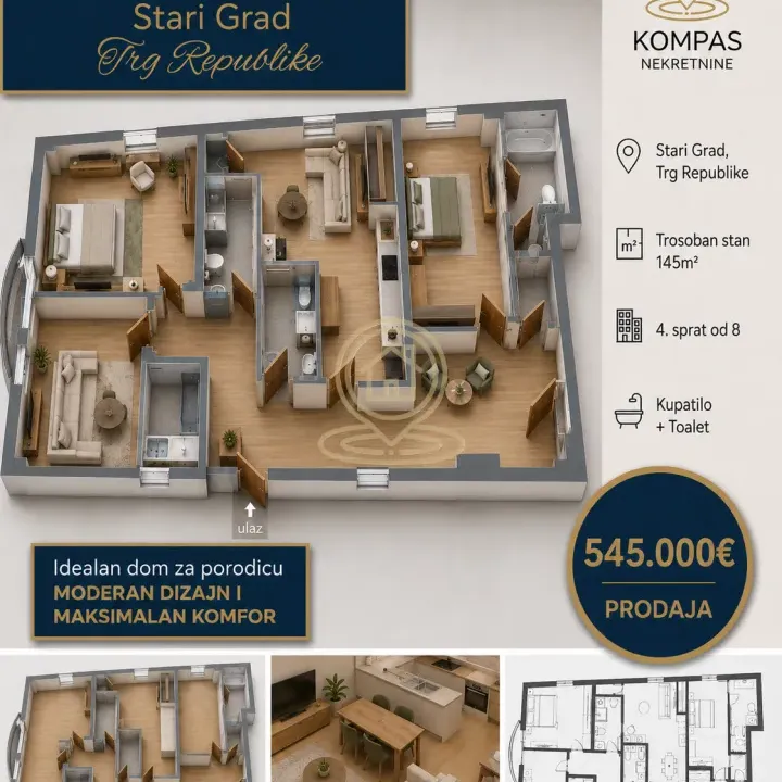 Sale, apartment, 145m², Stari Grad, Beograd