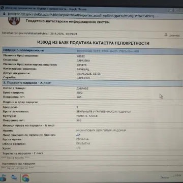 Izvod iz baze podataka katastra nepokretnosti sa podacima o parceli. - image 3