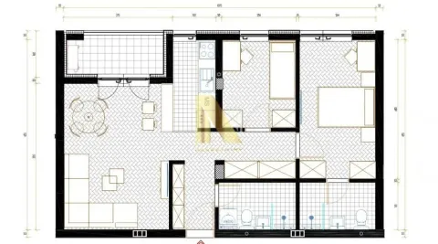 Arhitektonski plan stana sa rasporedom prostorija i dimenzijama. - image 2