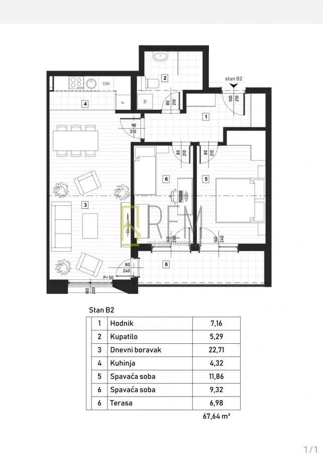 Prodaja, dvosoban stan, 61m², Zagorič, Podgorica