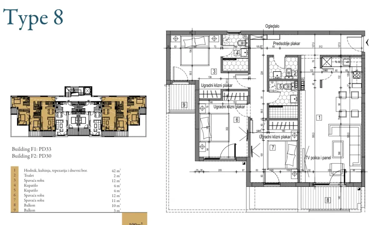 Prodaja, jednosoban stan, 100m², Dobrota, Kotor