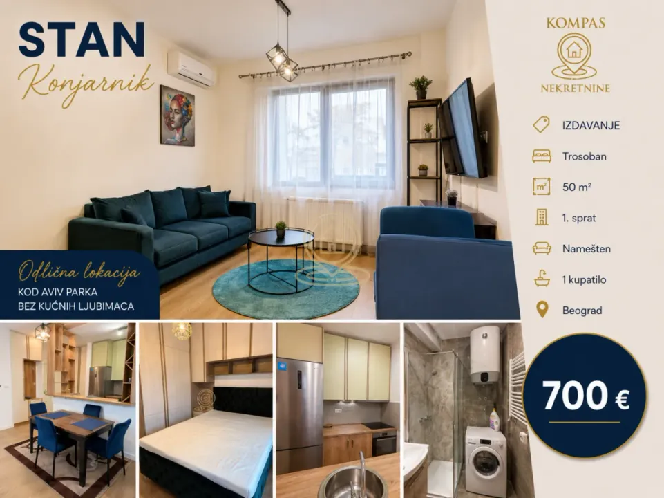 Izdavanje, trosoban stan, 50m², Zvezdara Sve Podlokacije, Beograd