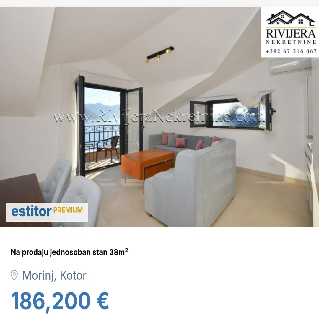 Prodaja, jednosoban stan, 38m², Morinj, Kotor