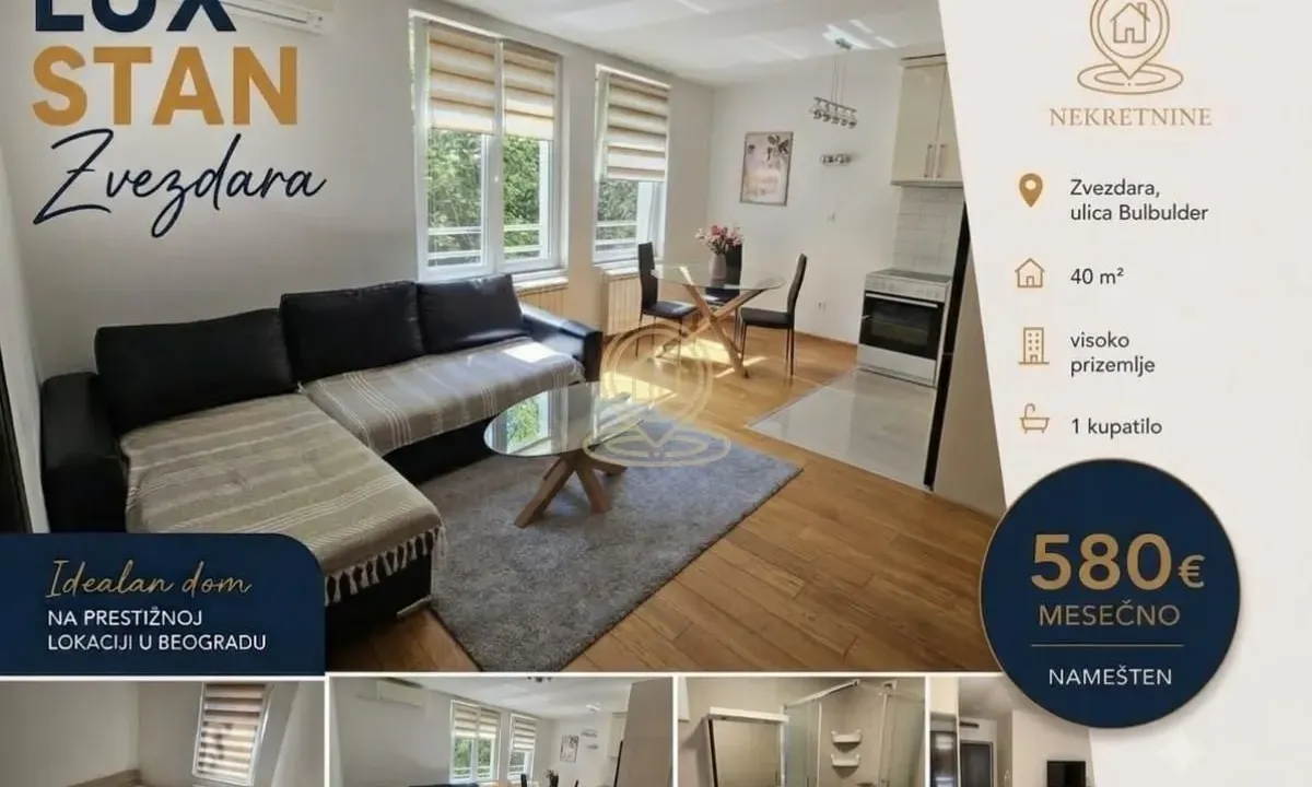 Izdavanje, dvosoban stan, 40m², Bulbulder, Zvezdara Sve Podlokacije