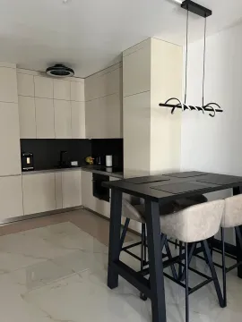 Moderna kuhinja sa ugradnim elementima i trpezarijskim stolom sa stolicama. - image 14