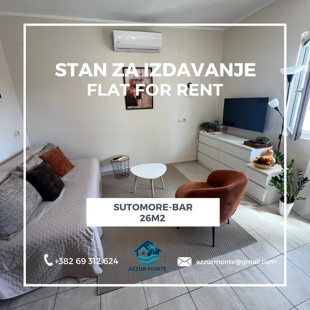 Rent, apartment, 26m², Sutomore, Bar