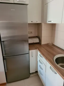 Dio kuhinje sa frižiderom, radnom pločom i sudoperom. - image 13