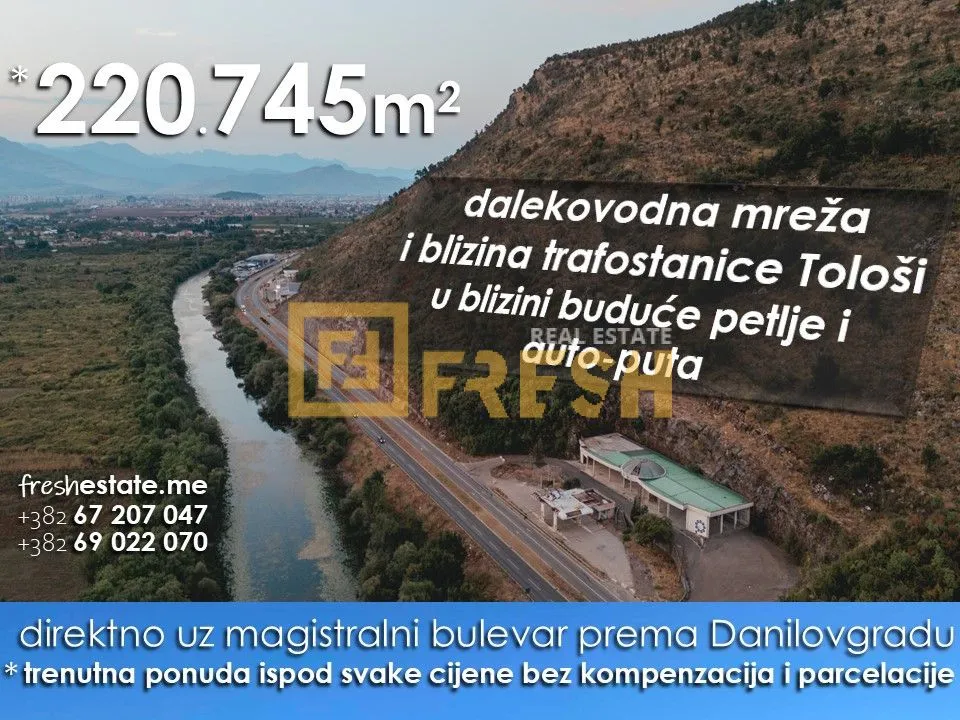 Prodaja, plac, 220745m², Tološi, Podgorica