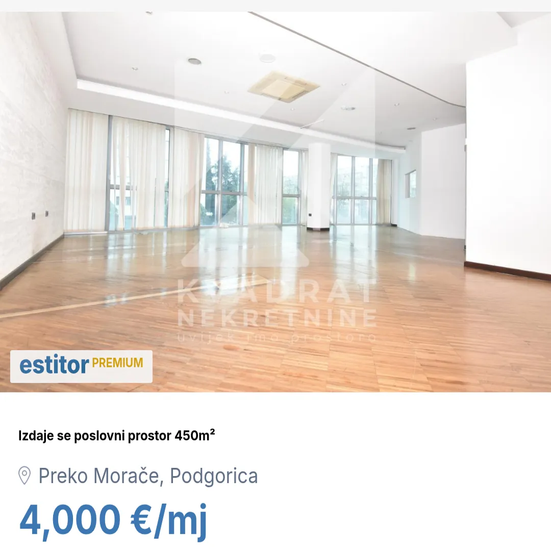 Rent, office space, 450m², Preko Morače, Podgorica