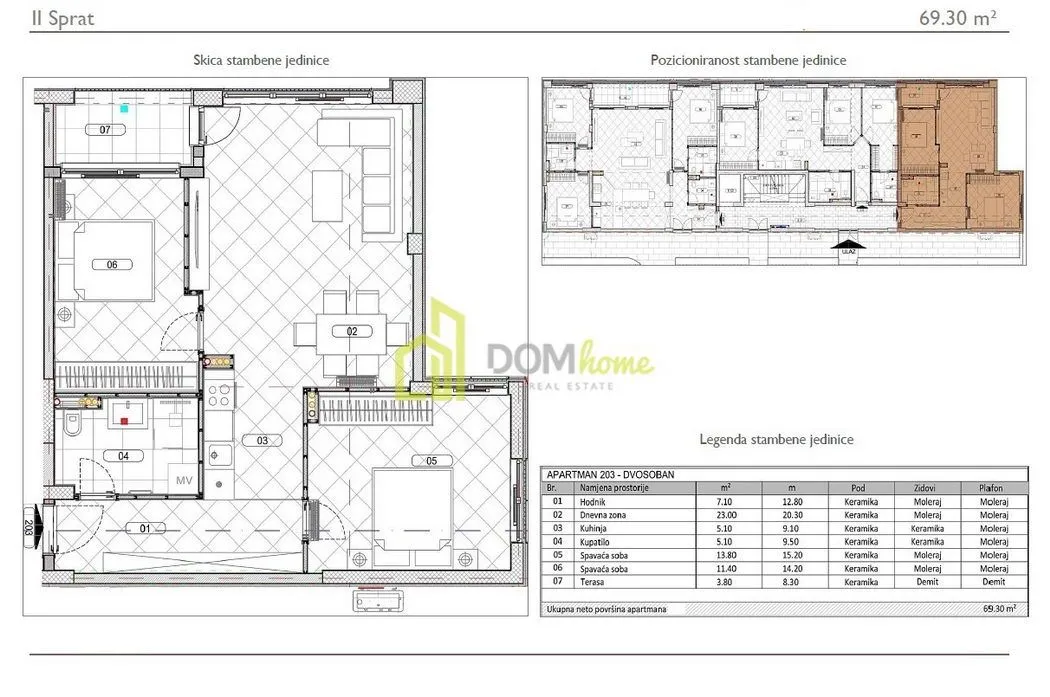 Prodaja, dvosoban stan, 69m², Đuraševići, Tivat