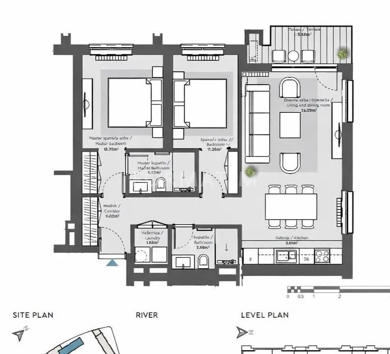 Sale, three bedroom apartment, 79m², Savski Venac, Beograd