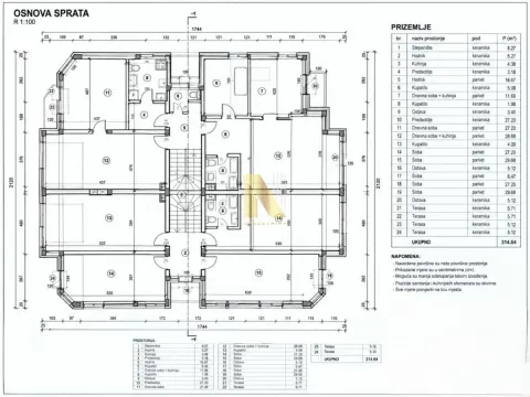 Osnova sprata sa rasporedom prostorija i dimenzijama. - image 6