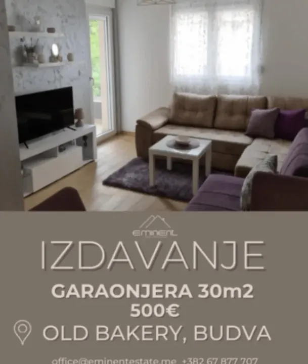 Izdavanje, garsonjera, 30m², Dubovica, Budva