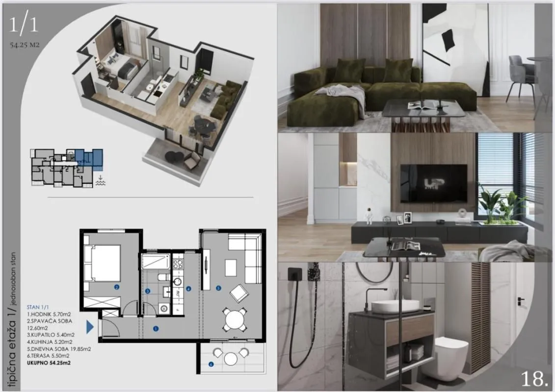 Sale, one bedroom apartment, 54m², Dobra Voda, Budva