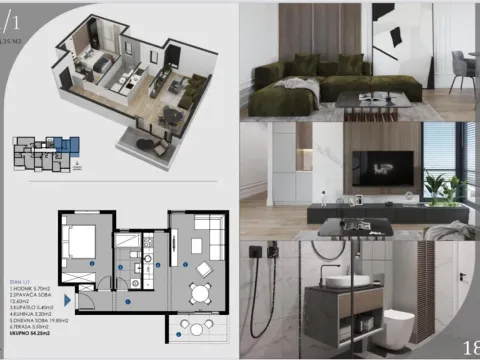 Sale, one bedroom apartment, 54m², Dobra Voda, Budva - image 2