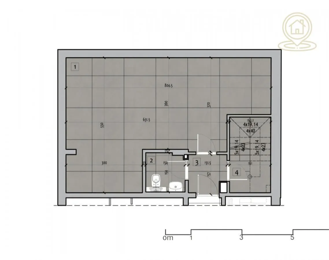 Floor plan of the property with labeled rooms and dimensions.