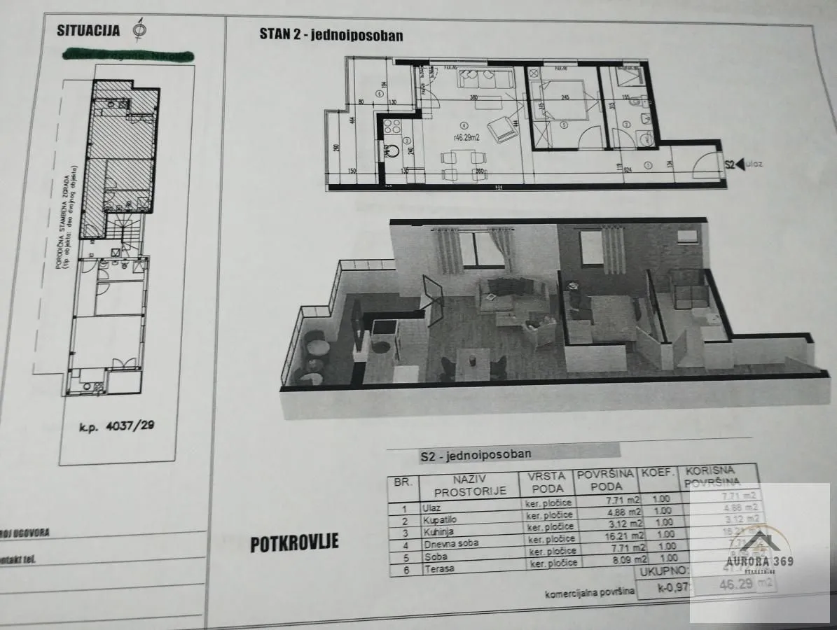Prodaja, jednosoban stan, 46m², Veternik, Novi Sad Sve Podlokacije