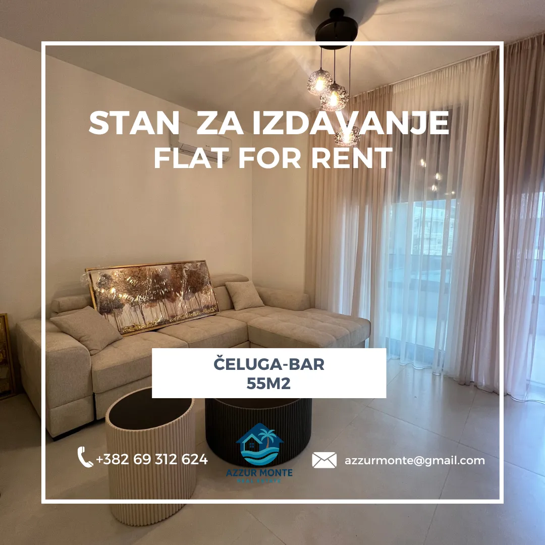 Izdavanje, jednosoban stan, 55m², Čeluga, Bar