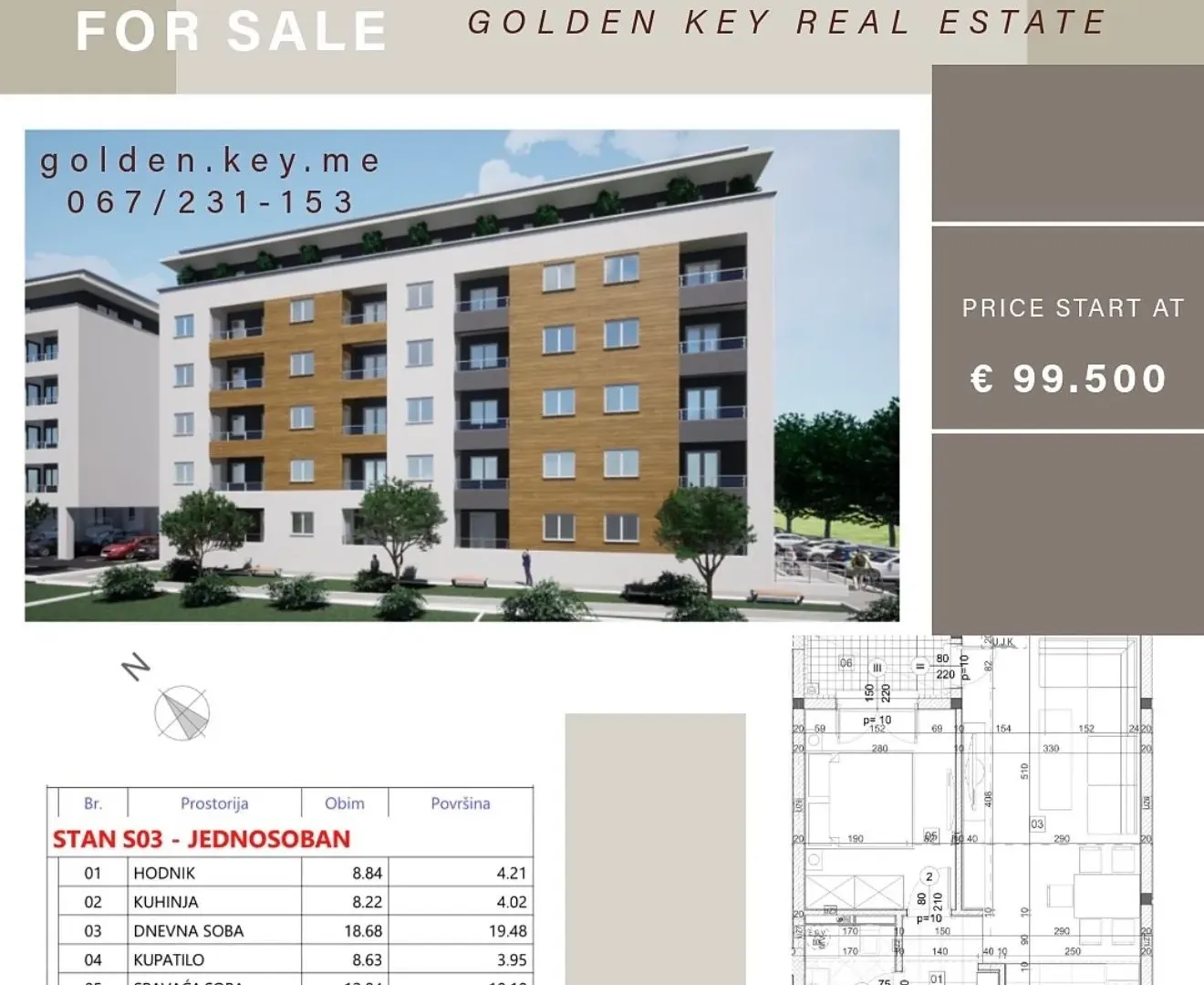 Prodaja, jednosoban stan, 45m², Zagorič, Podgorica